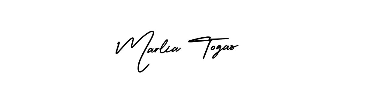 Marlia Togas stylish signature style. Best Handwritten Sign (AmerikaSignatureDemo-Regular) for my name. Handwritten Signature Collection Ideas for my name Marlia Togas. Marlia Togas signature style 3 images and pictures png