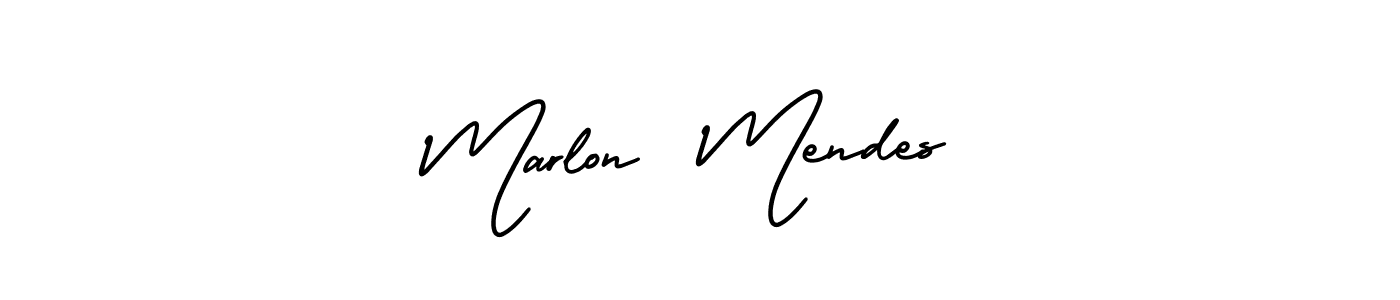 AmerikaSignatureDemo-Regular is a professional signature style that is perfect for those who want to add a touch of class to their signature. It is also a great choice for those who want to make their signature more unique. Get Marlon  Mendes name to fancy signature for free. Marlon  Mendes signature style 3 images and pictures png