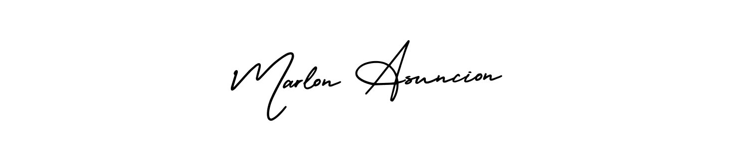 Make a beautiful signature design for name Marlon Asuncion. With this signature (AmerikaSignatureDemo-Regular) style, you can create a handwritten signature for free. Marlon Asuncion signature style 3 images and pictures png