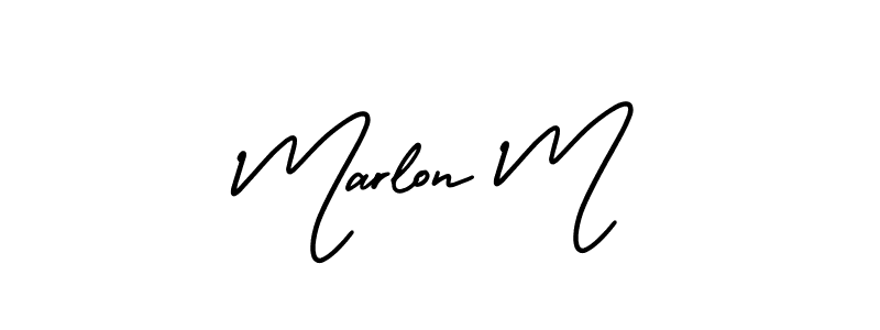 It looks lik you need a new signature style for name Marlon M. Design unique handwritten (AmerikaSignatureDemo-Regular) signature with our free signature maker in just a few clicks. Marlon M signature style 3 images and pictures png