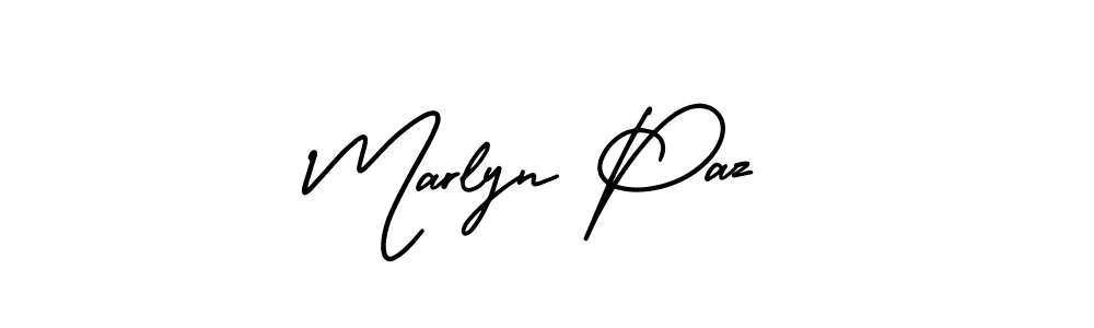 You should practise on your own different ways (AmerikaSignatureDemo-Regular) to write your name (Marlyn Paz) in signature. don't let someone else do it for you. Marlyn Paz signature style 3 images and pictures png