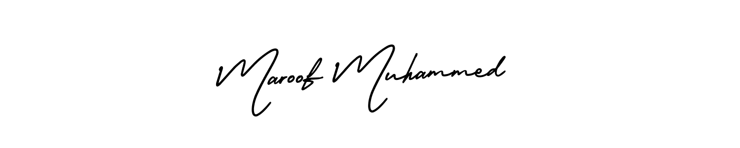 Use a signature maker to create a handwritten signature online. With this signature software, you can design (AmerikaSignatureDemo-Regular) your own signature for name Maroof Muhammed. Maroof Muhammed signature style 3 images and pictures png