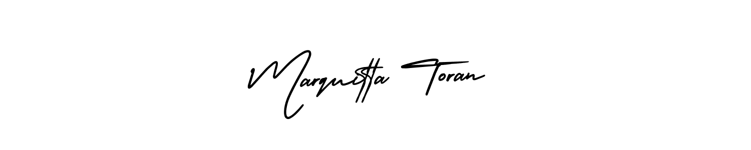 The best way (AmerikaSignatureDemo-Regular) to make a short signature is to pick only two or three words in your name. The name Marquitta Toran include a total of six letters. For converting this name. Marquitta Toran signature style 3 images and pictures png