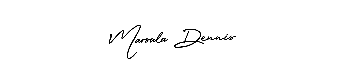 AmerikaSignatureDemo-Regular is a professional signature style that is perfect for those who want to add a touch of class to their signature. It is also a great choice for those who want to make their signature more unique. Get Marsala Dennis name to fancy signature for free. Marsala Dennis signature style 3 images and pictures png