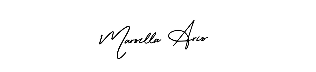 The best way (AmerikaSignatureDemo-Regular) to make a short signature is to pick only two or three words in your name. The name Marsilla Aris include a total of six letters. For converting this name. Marsilla Aris signature style 3 images and pictures png