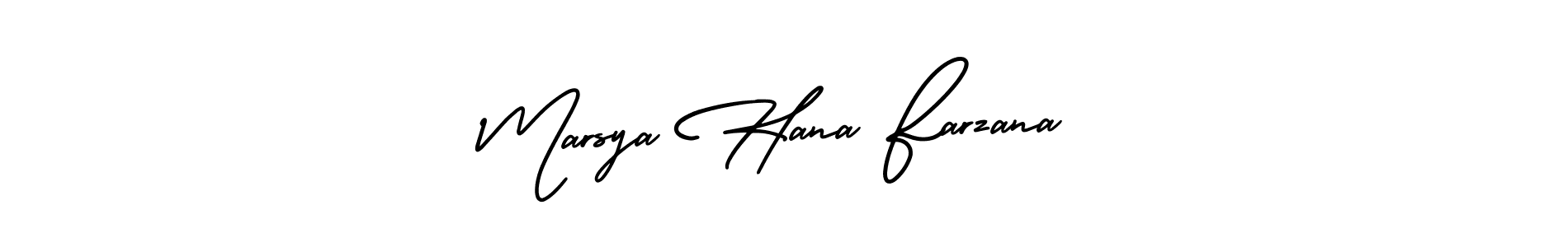 AmerikaSignatureDemo-Regular is a professional signature style that is perfect for those who want to add a touch of class to their signature. It is also a great choice for those who want to make their signature more unique. Get Marsya Hana Farzana name to fancy signature for free. Marsya Hana Farzana signature style 3 images and pictures png