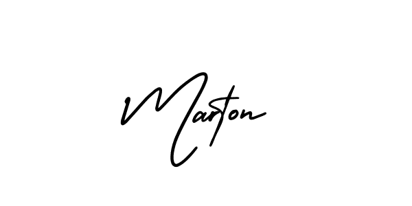 How to make Marton name signature. Use AmerikaSignatureDemo-Regular style for creating short signs online. This is the latest handwritten sign. Marton signature style 3 images and pictures png