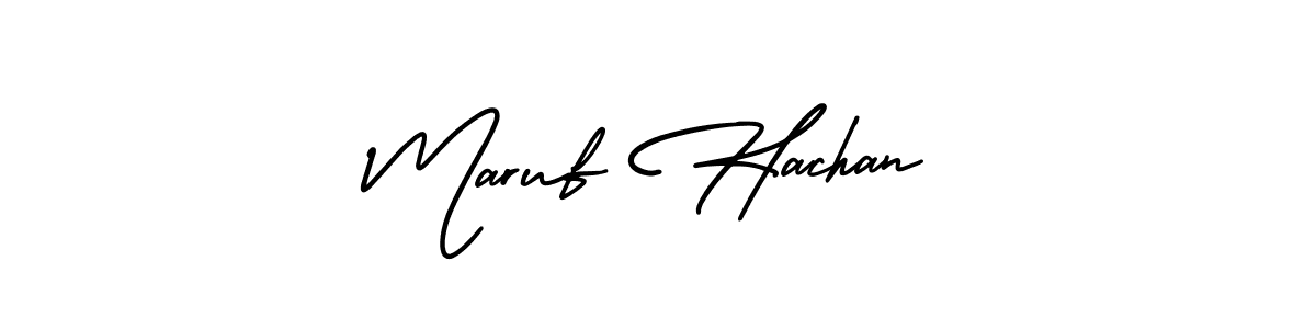 Use a signature maker to create a handwritten signature online. With this signature software, you can design (AmerikaSignatureDemo-Regular) your own signature for name Maruf Hachan. Maruf Hachan signature style 3 images and pictures png