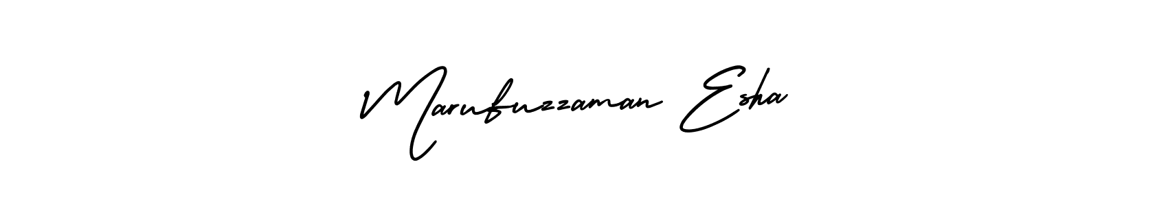 The best way (AmerikaSignatureDemo-Regular) to make a short signature is to pick only two or three words in your name. The name Marufuzzaman Esha include a total of six letters. For converting this name. Marufuzzaman Esha signature style 3 images and pictures png