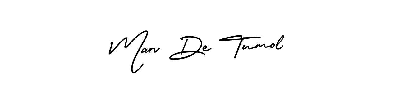 The best way (AmerikaSignatureDemo-Regular) to make a short signature is to pick only two or three words in your name. The name Marv De Tumol include a total of six letters. For converting this name. Marv De Tumol signature style 3 images and pictures png