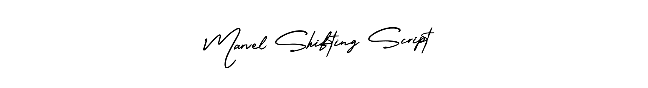 The best way (AmerikaSignatureDemo-Regular) to make a short signature is to pick only two or three words in your name. The name Marvel Shifting Script include a total of six letters. For converting this name. Marvel Shifting Script signature style 3 images and pictures png