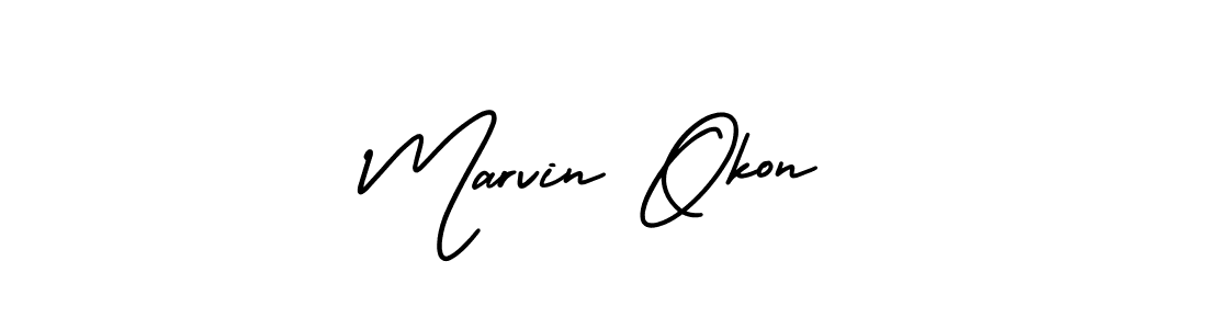 Use a signature maker to create a handwritten signature online. With this signature software, you can design (AmerikaSignatureDemo-Regular) your own signature for name Marvin Okon. Marvin Okon signature style 3 images and pictures png