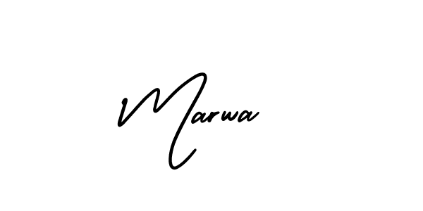 The best way (AmerikaSignatureDemo-Regular) to make a short signature is to pick only two or three words in your name. The name Marwa  include a total of six letters. For converting this name. Marwa  signature style 3 images and pictures png