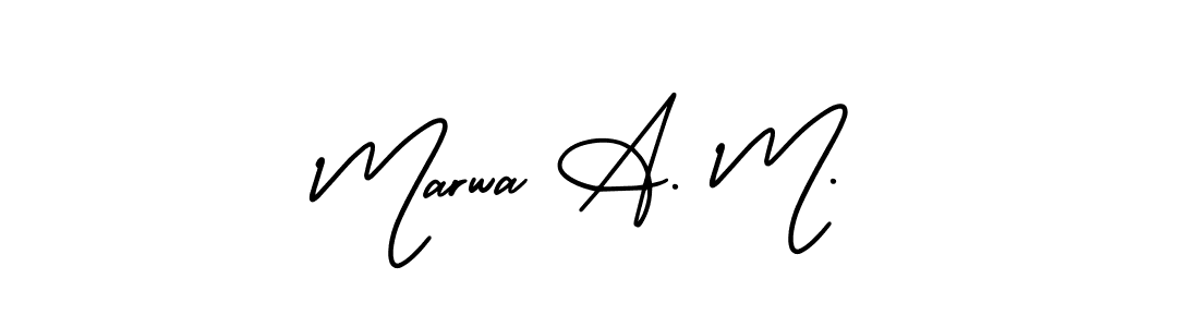 Also You can easily find your signature by using the search form. We will create Marwa A. M. name handwritten signature images for you free of cost using AmerikaSignatureDemo-Regular sign style. Marwa A. M. signature style 3 images and pictures png