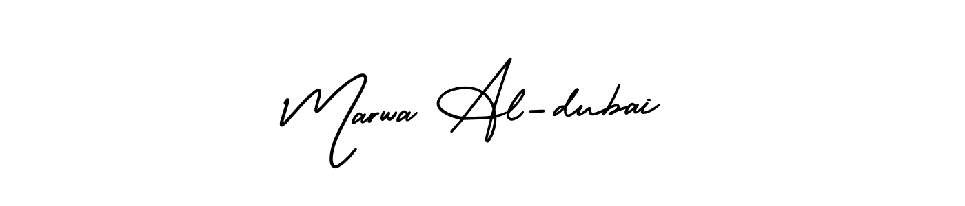 The best way (AmerikaSignatureDemo-Regular) to make a short signature is to pick only two or three words in your name. The name Marwa Al-dubai include a total of six letters. For converting this name. Marwa Al-dubai signature style 3 images and pictures png