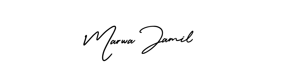 You should practise on your own different ways (AmerikaSignatureDemo-Regular) to write your name (Marwa Jamil) in signature. don't let someone else do it for you. Marwa Jamil signature style 3 images and pictures png