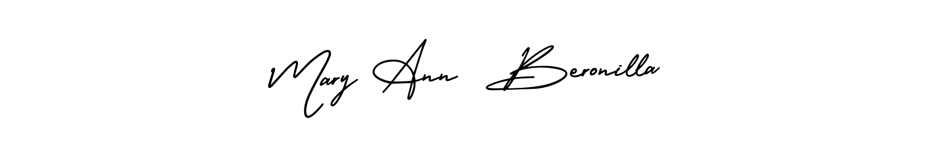 You should practise on your own different ways (AmerikaSignatureDemo-Regular) to write your name (Mary Ann  Beronilla) in signature. don't let someone else do it for you. Mary Ann  Beronilla signature style 3 images and pictures png