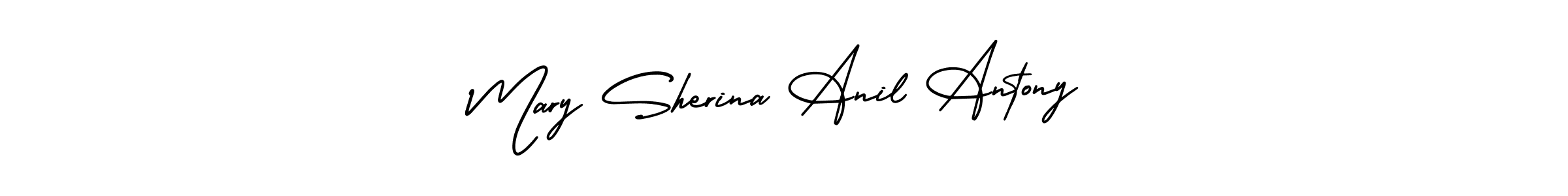 This is the best signature style for the Mary Sherina Anil Antony name. Also you like these signature font (AmerikaSignatureDemo-Regular). Mix name signature. Mary Sherina Anil Antony signature style 3 images and pictures png