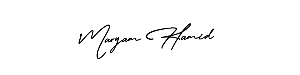 The best way (AmerikaSignatureDemo-Regular) to make a short signature is to pick only two or three words in your name. The name Maryam Hamid include a total of six letters. For converting this name. Maryam Hamid signature style 3 images and pictures png