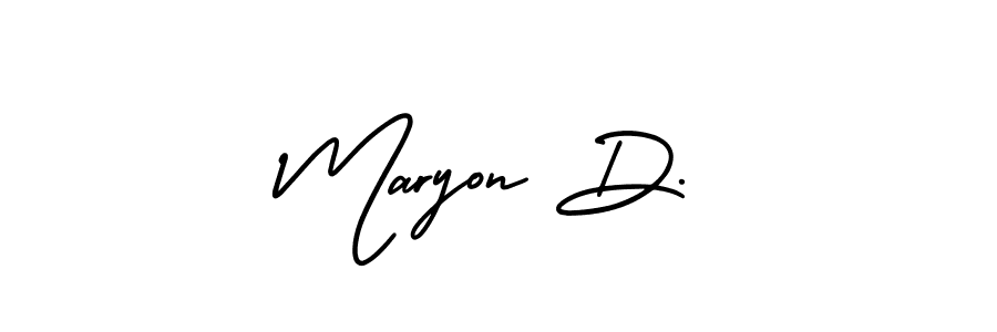 The best way (AmerikaSignatureDemo-Regular) to make a short signature is to pick only two or three words in your name. The name Maryon D. include a total of six letters. For converting this name. Maryon D. signature style 3 images and pictures png