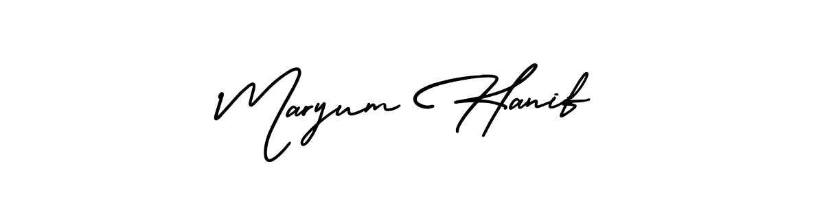 Also You can easily find your signature by using the search form. We will create Maryum Hanif name handwritten signature images for you free of cost using AmerikaSignatureDemo-Regular sign style. Maryum Hanif signature style 3 images and pictures png