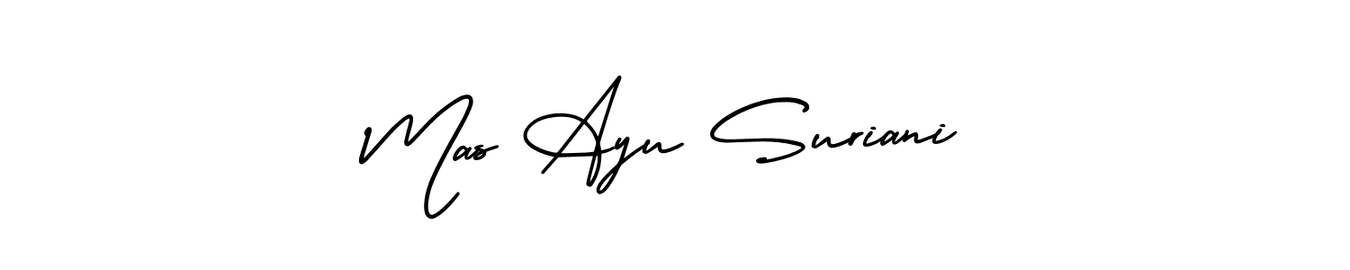 Similarly AmerikaSignatureDemo-Regular is the best handwritten signature design. Signature creator online .You can use it as an online autograph creator for name Mas Ayu Suriani. Mas Ayu Suriani signature style 3 images and pictures png