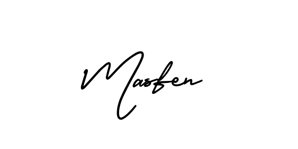 How to make Masfen name signature. Use AmerikaSignatureDemo-Regular style for creating short signs online. This is the latest handwritten sign. Masfen signature style 3 images and pictures png