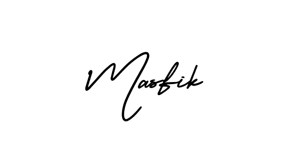 if you are searching for the best signature style for your name Masfik. so please give up your signature search. here we have designed multiple signature styles  using AmerikaSignatureDemo-Regular. Masfik signature style 3 images and pictures png