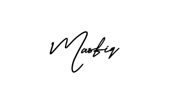 The best way (AmerikaSignatureDemo-Regular) to make a short signature is to pick only two or three words in your name. The name Masfiq include a total of six letters. For converting this name. Masfiq signature style 3 images and pictures png