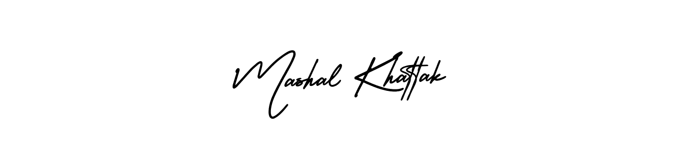 You should practise on your own different ways (AmerikaSignatureDemo-Regular) to write your name (Mashal Khattak) in signature. don't let someone else do it for you. Mashal Khattak signature style 3 images and pictures png
