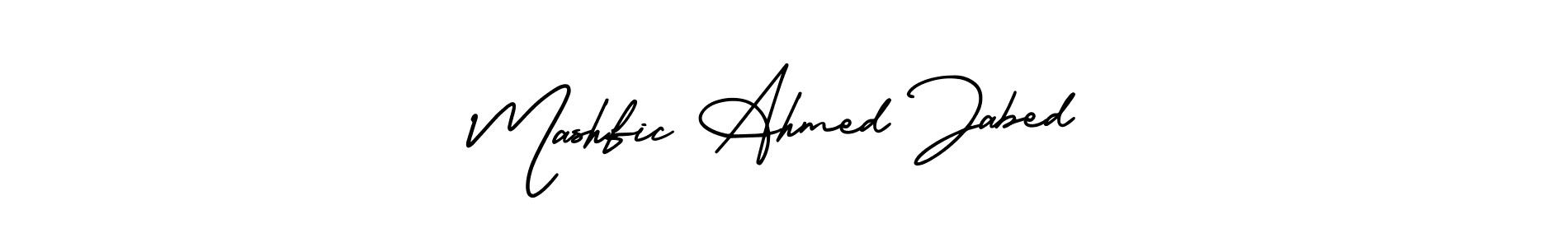 This is the best signature style for the Mashfic Ahmed Jabed name. Also you like these signature font (AmerikaSignatureDemo-Regular). Mix name signature. Mashfic Ahmed Jabed signature style 3 images and pictures png