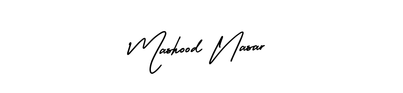 How to make Mashood Nasar name signature. Use AmerikaSignatureDemo-Regular style for creating short signs online. This is the latest handwritten sign. Mashood Nasar signature style 3 images and pictures png