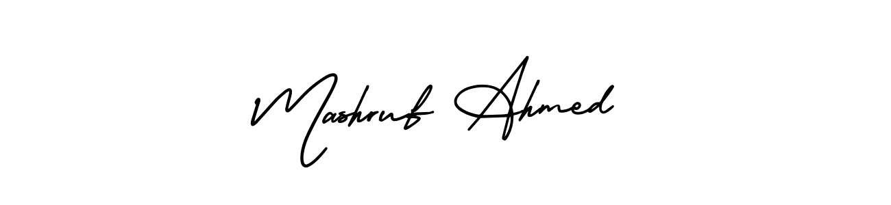 How to make Mashruf Ahmed signature? AmerikaSignatureDemo-Regular is a professional autograph style. Create handwritten signature for Mashruf Ahmed name. Mashruf Ahmed signature style 3 images and pictures png