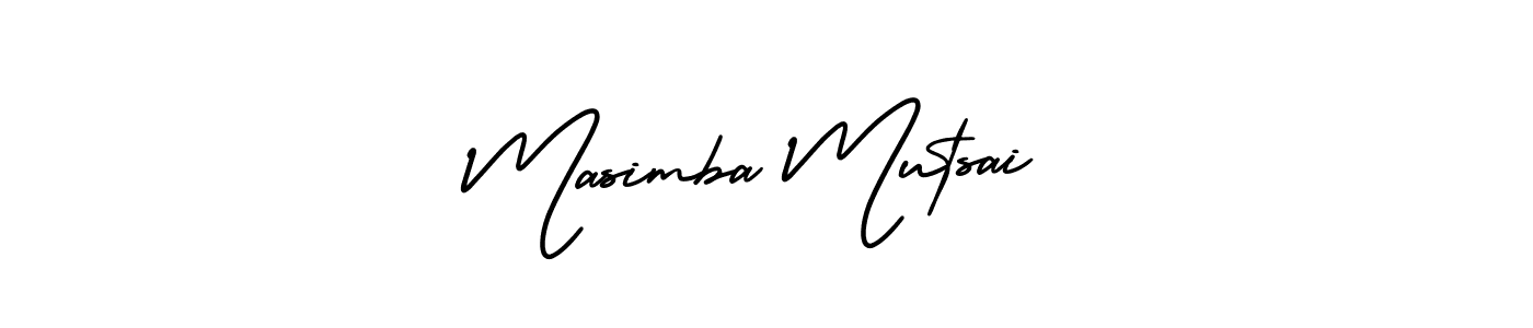 How to make Masimba Mutsai name signature. Use AmerikaSignatureDemo-Regular style for creating short signs online. This is the latest handwritten sign. Masimba Mutsai signature style 3 images and pictures png