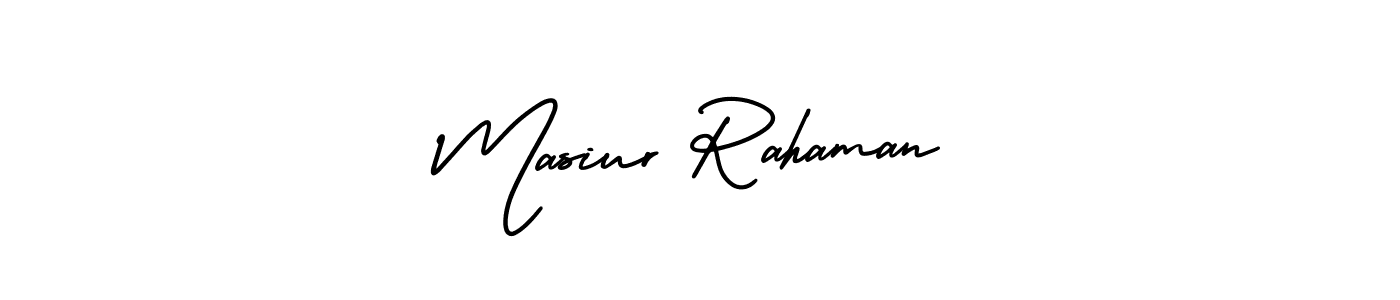 The best way (AmerikaSignatureDemo-Regular) to make a short signature is to pick only two or three words in your name. The name Masiur Rahaman include a total of six letters. For converting this name. Masiur Rahaman signature style 3 images and pictures png