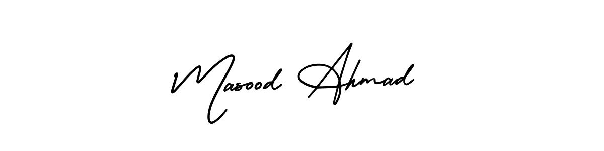 You should practise on your own different ways (AmerikaSignatureDemo-Regular) to write your name (Masood Ahmad) in signature. don't let someone else do it for you. Masood Ahmad signature style 3 images and pictures png