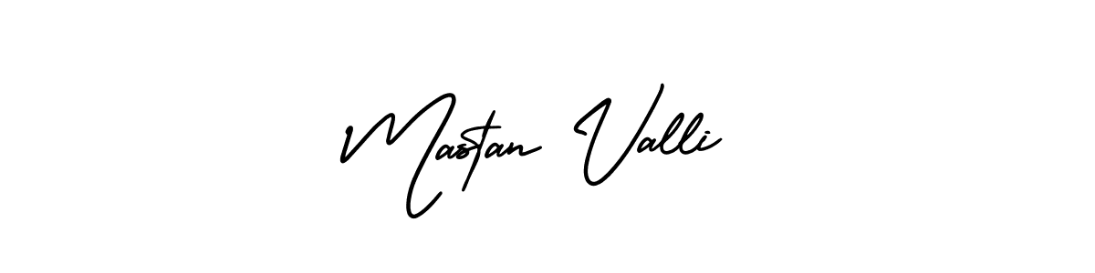 You should practise on your own different ways (AmerikaSignatureDemo-Regular) to write your name (Mastan Valli) in signature. don't let someone else do it for you. Mastan Valli signature style 3 images and pictures png