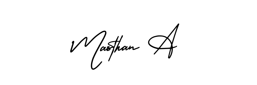 How to make Masthan A name signature. Use AmerikaSignatureDemo-Regular style for creating short signs online. This is the latest handwritten sign. Masthan A signature style 3 images and pictures png