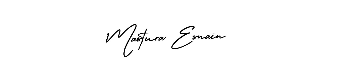 How to make Mastura Esnain name signature. Use AmerikaSignatureDemo-Regular style for creating short signs online. This is the latest handwritten sign. Mastura Esnain signature style 3 images and pictures png