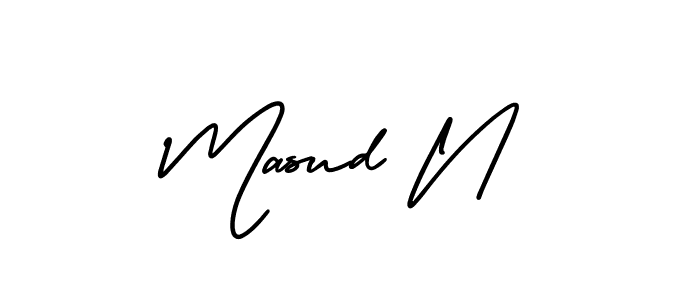 The best way (AmerikaSignatureDemo-Regular) to make a short signature is to pick only two or three words in your name. The name Masud N include a total of six letters. For converting this name. Masud N signature style 3 images and pictures png