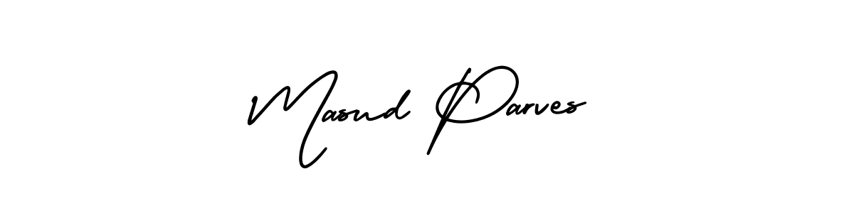 You should practise on your own different ways (AmerikaSignatureDemo-Regular) to write your name (Masud Parves) in signature. don't let someone else do it for you. Masud Parves signature style 3 images and pictures png