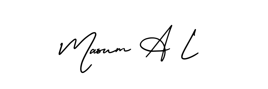 This is the best signature style for the Masum A L name. Also you like these signature font (AmerikaSignatureDemo-Regular). Mix name signature. Masum A L signature style 3 images and pictures png