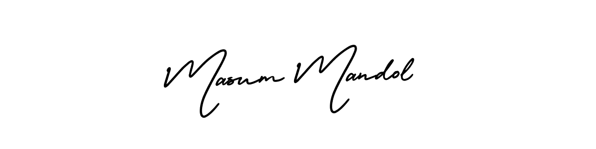 You should practise on your own different ways (AmerikaSignatureDemo-Regular) to write your name (Masum Mandol) in signature. don't let someone else do it for you. Masum Mandol signature style 3 images and pictures png
