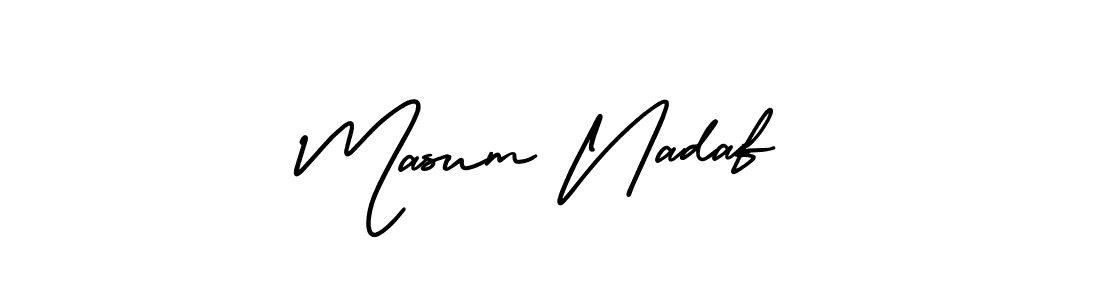 The best way (AmerikaSignatureDemo-Regular) to make a short signature is to pick only two or three words in your name. The name Masum Nadaf include a total of six letters. For converting this name. Masum Nadaf signature style 3 images and pictures png