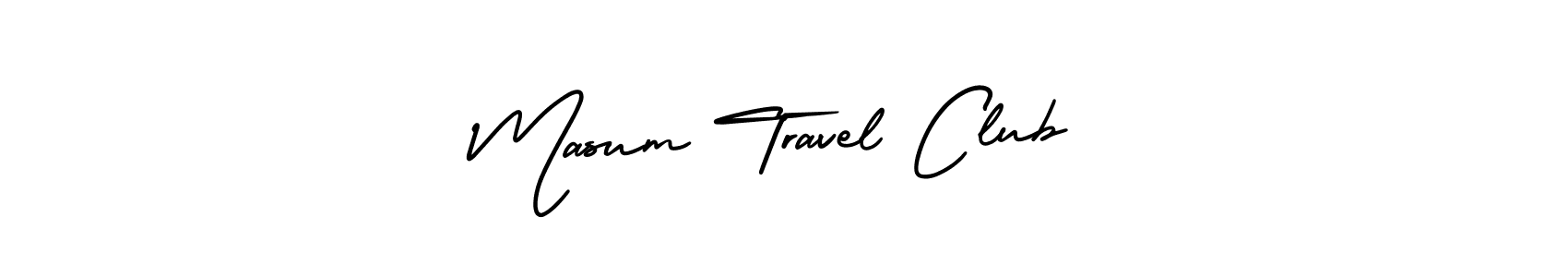 The best way (AmerikaSignatureDemo-Regular) to make a short signature is to pick only two or three words in your name. The name Masum Travel Club include a total of six letters. For converting this name. Masum Travel Club signature style 3 images and pictures png