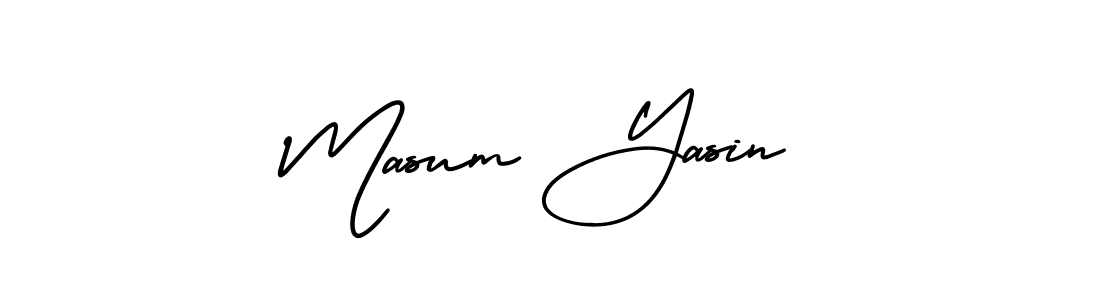 The best way (AmerikaSignatureDemo-Regular) to make a short signature is to pick only two or three words in your name. The name Masum Yasin include a total of six letters. For converting this name. Masum Yasin signature style 3 images and pictures png