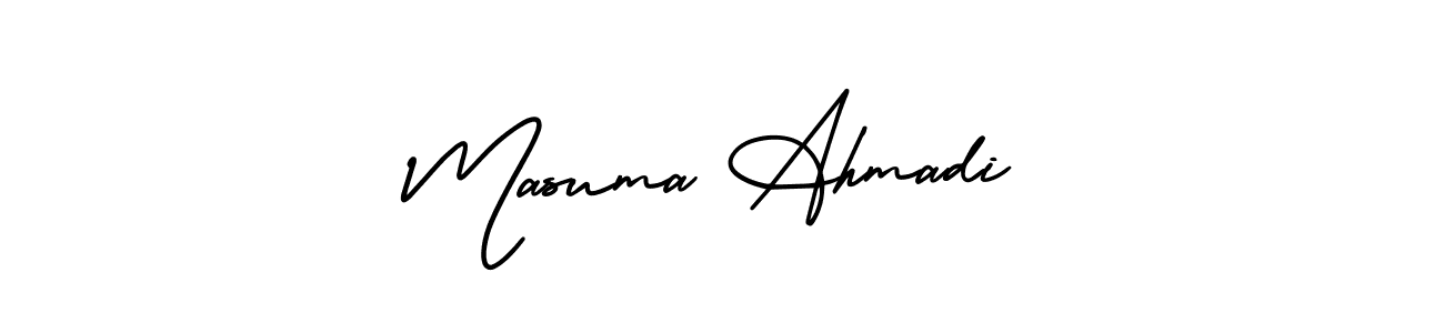 if you are searching for the best signature style for your name Masuma Ahmadi. so please give up your signature search. here we have designed multiple signature styles  using AmerikaSignatureDemo-Regular. Masuma Ahmadi signature style 3 images and pictures png