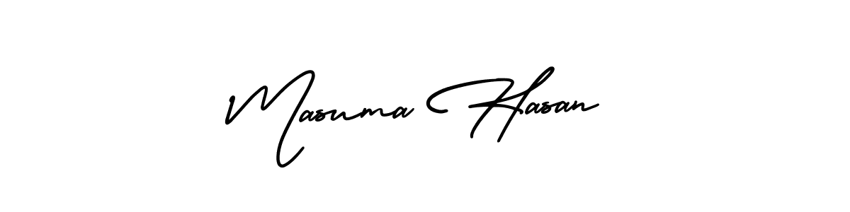 You should practise on your own different ways (AmerikaSignatureDemo-Regular) to write your name (Masuma Hasan) in signature. don't let someone else do it for you. Masuma Hasan signature style 3 images and pictures png