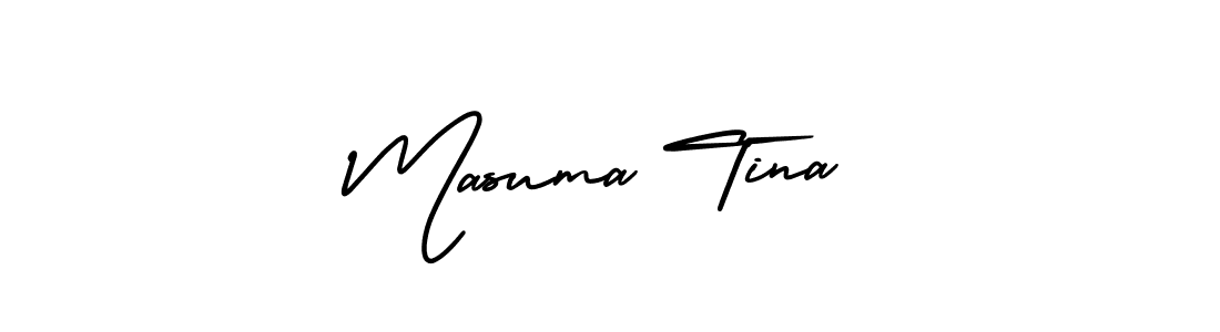 How to make Masuma Tina name signature. Use AmerikaSignatureDemo-Regular style for creating short signs online. This is the latest handwritten sign. Masuma Tina signature style 3 images and pictures png