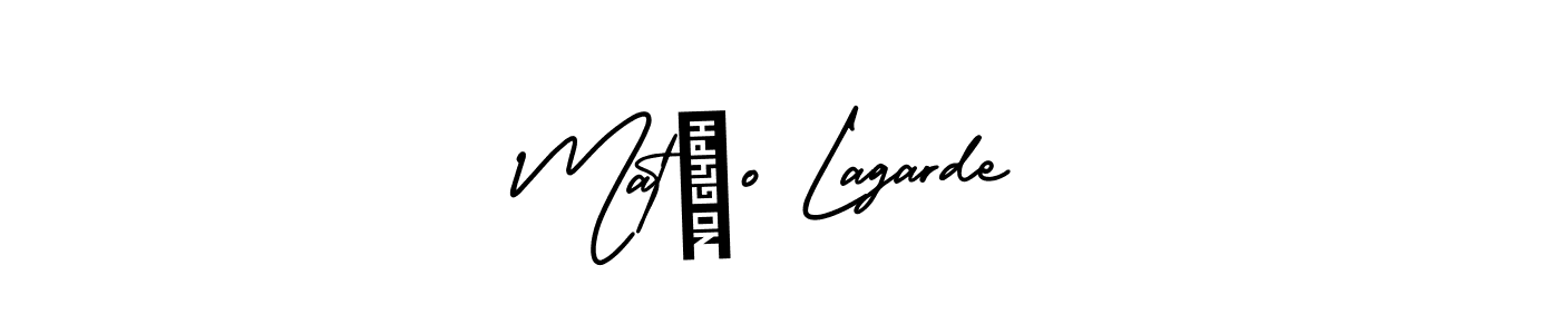 You should practise on your own different ways (AmerikaSignatureDemo-Regular) to write your name (Matéo Lagarde) in signature. don't let someone else do it for you. Matéo Lagarde signature style 3 images and pictures png